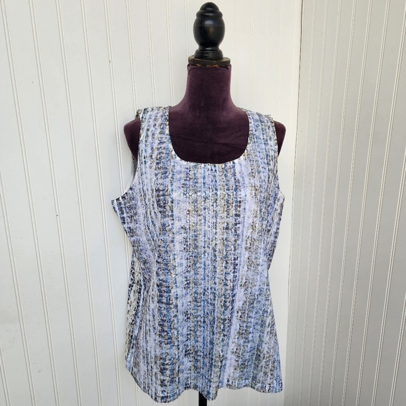 Chico's Multicolored Polyester Saharan Weave Sequin Soft Tank Top Size 2 LARGE - Picture 1 of 9